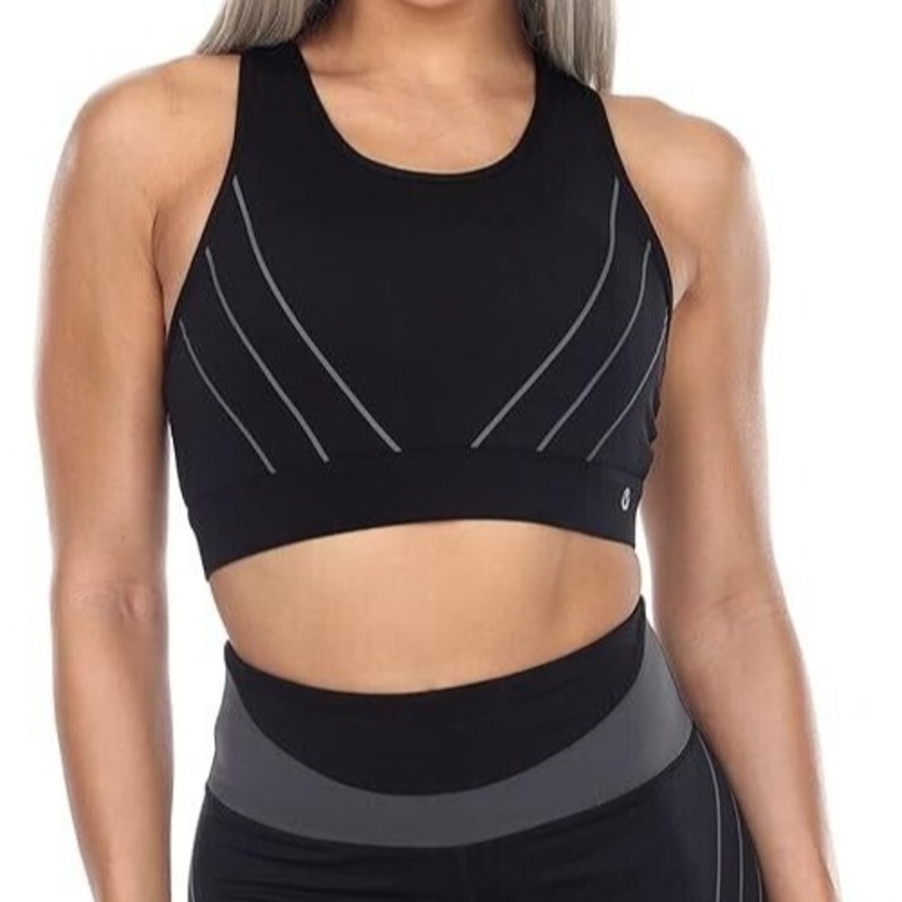 White Mark Women's 3XL Racer Back Cut-Out Contour Striped Sports Bra‎